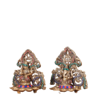 Brass Lord Ganesha and Goddess Lakshmi Panchdeep with Stonework